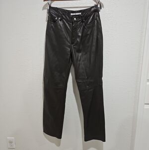 Tommy Hilfiger Genuine Leather Pants Women’s 8 Dark Brown Straight Leg Vintage